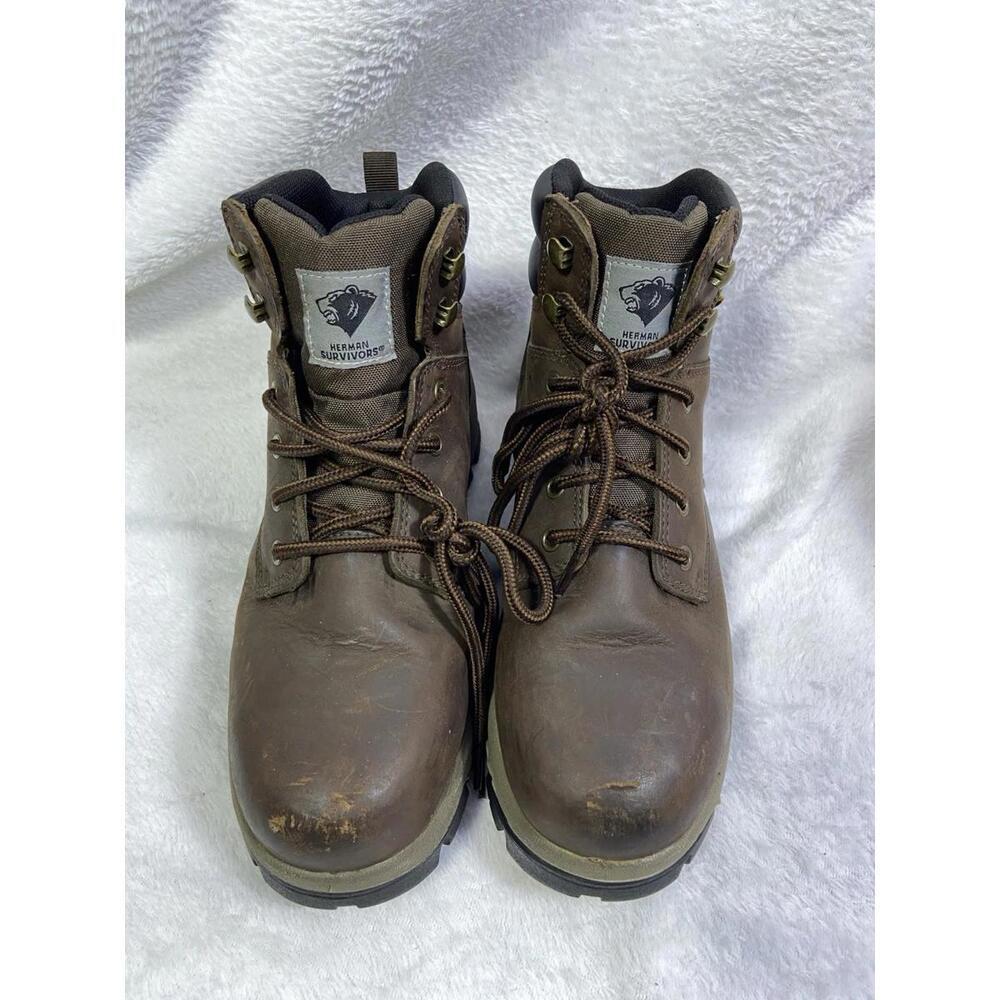 Women's Herman Survivors Brown Iselburg Leather Steel Toe Work Boots Rugged Sz 8